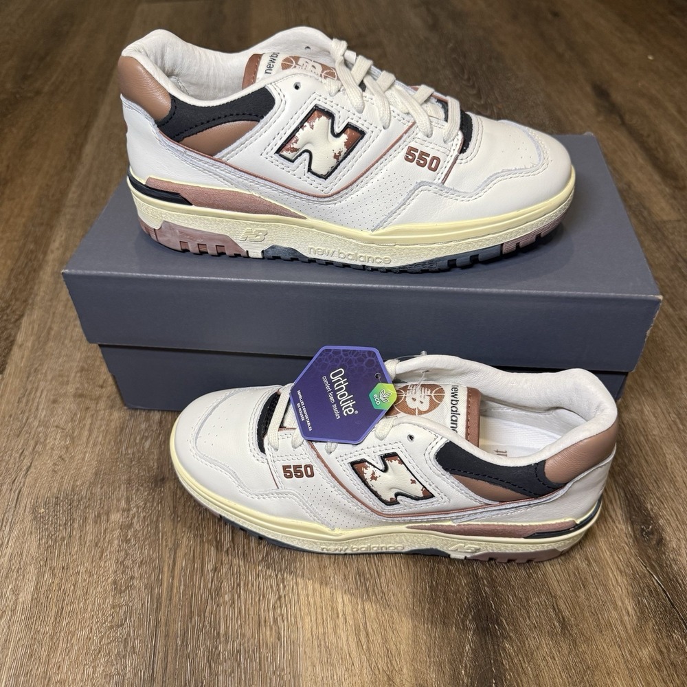 New Balance 550 Shoes White Brown‎ Tan Womens 7 Men 5.5 Sneaker Casual BB550VGC